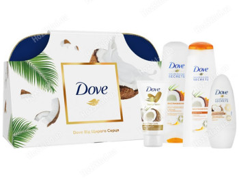 Набір подарунковий Dove Від щирого серця Кокос (шампунь 250мл, бальзам 200мл, дез-т 50мл, крем 75мл)