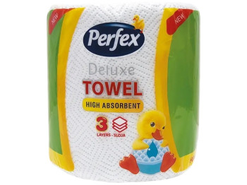 Полотенца бумажные Perfex Deluxe, 3 слоя, 1 рулон, 150 отрывов, цвет белый