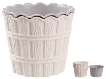 Горщик для квітів Violet House Bamboo White, з внутрішньою вставкою, 600мл, 8690070098766