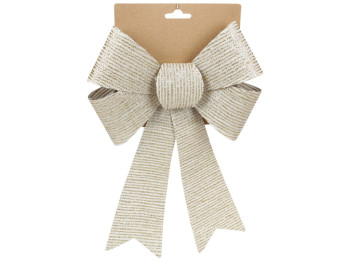 Бант декоративный, 16х25см, цвет - шампань с глиттерной полоской