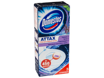 Стикер для очистки унитаза Domestos Attax "Цветочная свежесть" (450 смываний) 3шт по 10г