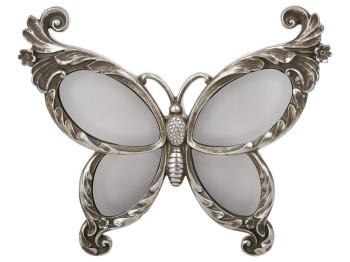 Декор настенный бабочка с элементами зеркал, 34,8×30×7,5см, цвет серебро