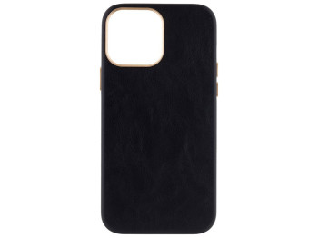 Чохол Leather Case Gold Buttons для iPhone 13 Pro Max Колір 1, Black