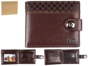 Кошелек мужской кожзам. коричневый Pilusi 12х2,5х9,5см