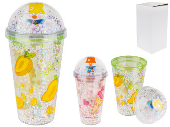 Стакан с крышкой и трубочкой Fruit boom 10,2х20,5см 450мл