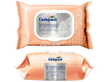 Салфетки влажные Ultra Compact Intimate, для интимной гигиены, с клапаном, 25шт