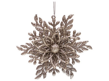 Ёлочное украшение Снежинка 12см, цвет- шампань