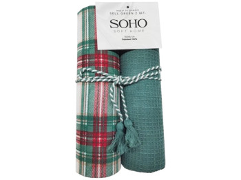 Набір рушників Soho Sell Green, бавовна, 40×60см, колір зелено-червоний, 2шт