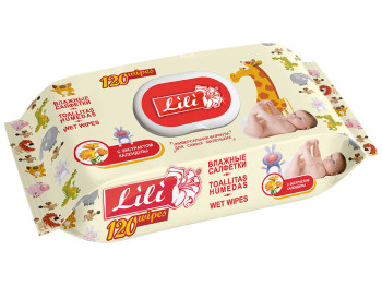 Влажные салфетки детские "Lili" "С экстрактом календулы и витам. Е" 120шт с клапаном