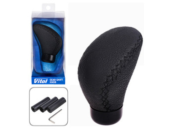 Ручка КПП Vitol декоративна, чорна шкіра, універсальна (F 250132 BK)