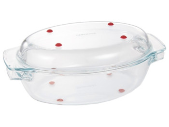 Жаровня з кришкою GrandCHEF овальна, 35x21см, скло, 01202