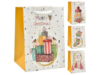 Пакет подарунковий паперовий Новорічний 26х12х32см