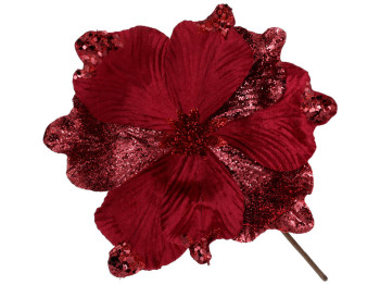 Декоративна квітка Магнолія 25см, колір - бордо