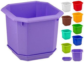 Горшок для цветов восьмигранный с подставкой 9,5x9,5см (12x12см наружный размер) Консенсус