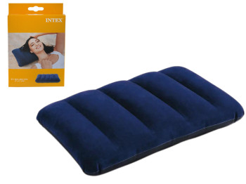 Подушка надувна Intex 68672, флокована, 43×28×9см, колір синій