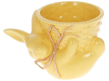 Кашпо Кролик с корзиной, 14,5см, цвет - желтый