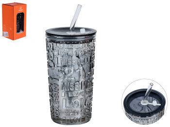 Стакан с крышкой и трубочкой Super, 600мл