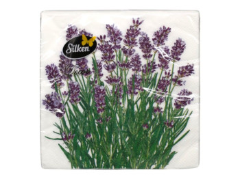 Серветки паперові TM Silken 33х33 см, 3 шари, 18 шт, лаванда