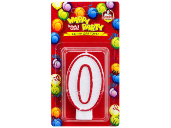 Свічка для торта Помічниця Happy Party, рожева глазур, цифра 0, 7,5 см