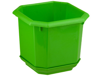 Горшок для цветов восьмигранный с подставкой 18x18см (нар. 24x24см) (цвет зеленый) Консенсус