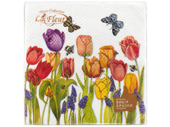 Салфетки бумажные двухслойные La Fleur Цветы под окном, 33×33 см, 16 шт
