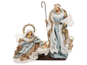 Вертеп Різдвяний, 3 фігури на підставці, комбіновані матеріали, 48х23х49см