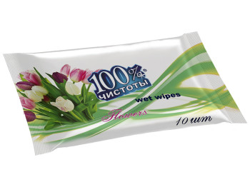 Вологі серветки "100% чистоти" "З ароматом квітів" 10 шт