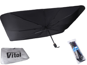 Шторка - зонтик солнцезащитный на лобовое стекло Vitol, 140х79см