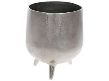 Декоративное кашпо/ваза, 25см, на ножках, цвет – серебро