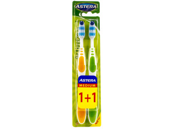 Зубная щетка Astera "Active Clean 1+1" (средняя жесткость)