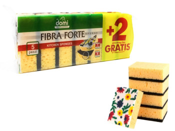 Губки кухонні Domi "Fibra Forte" 9,5х6,8х3,3см 5шт+2шт в подарунок