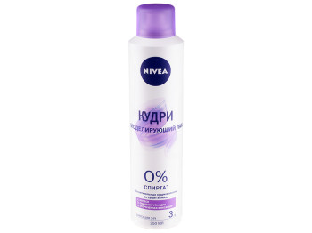 Лак для волосся Nivea "Кудрі" моделюючий, 0% спирту, фіксація 24год 250мл