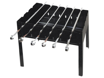 Мангал разборной 50х30х50см с ребрами жесткости и 6 угловых шампуров 45см