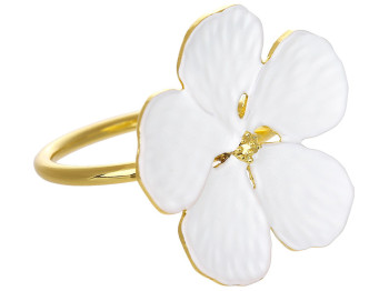 Металлическое кольцо для салфеток Цветок, D4,3х4см, цвет - белый с золотом