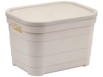Кошик Idea Home Pyramid, прямокутний, з кришкою, пластик, 5л, 24×18×16,5см, колір бежевий