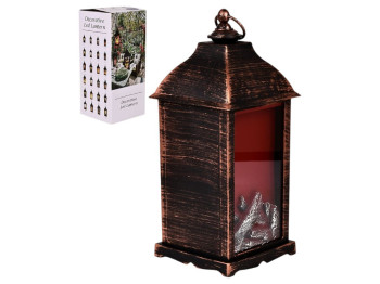 Камін-світильник декоративний з LED підсвічуванням, 13×30 см, живлення від батарейок, колір бронзови