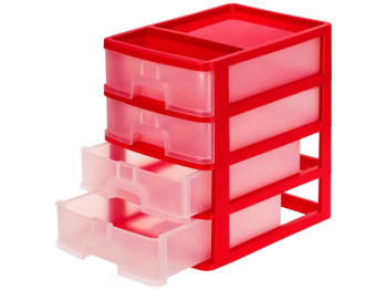 Комод настольный R-Plastic А4 на 4 ящика, красный, 35x25,5x38см, 03411