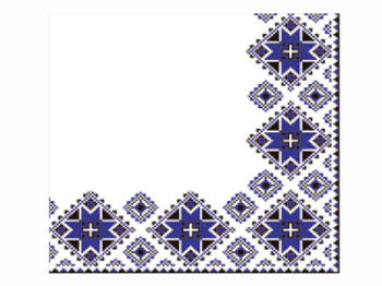 Салфетка La Fleur Вышивка синяя 33х33см 2 слоя 16шт