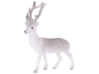Новорічна декоративна фігура Олень засніжений з флоковим напиленням, 23х34см