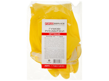 Рукавички універсальні гумові PRO service Optimum латексні, розмір M, жовті 1пара 17201205