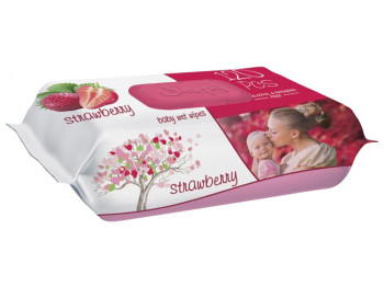 Влажные салфетки Sleepy Strawberry с клапаном, 120шт