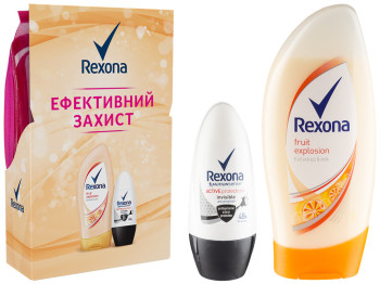 Набор подарочный Rexona "Эффективная защита" (антиперспирант шар. 50мл+гель д/душа 250мл+косметичка)