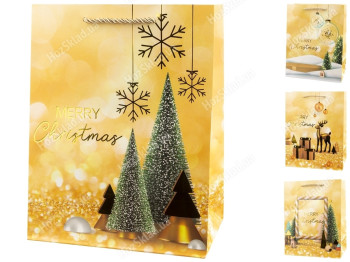 Пакет новогодний бумажный L Christmas tree, 30x41,5x12см