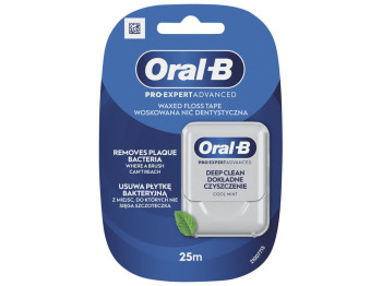 Нить зубная  Oral-B Pro-Expert Advanced, вощеная, нейлон, вкус мята, 25м, цвет белый