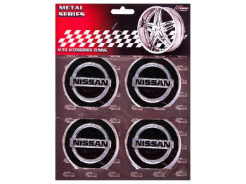 Наклейки на колпаки NISSAN, черные, диаметр 6см (цена за набор 4шт)