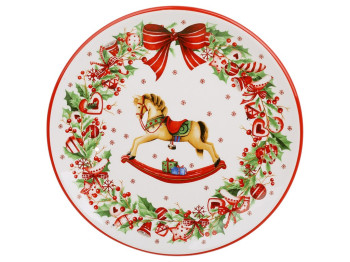 Тарілка обідня Конячка, кераміка, 24×2,4см, колір червоний