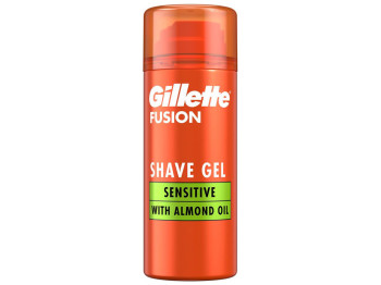 Гель для гоління Gillette Fusion, для чутливої шкіри, з мигдальним маслом, 75мл