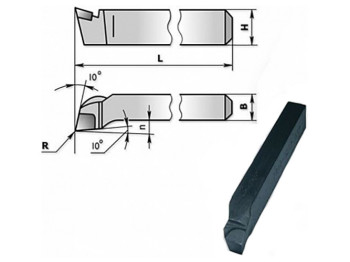 Різець токарний підрізний відігнутий Т5К10 40×25×200мм, правий, тип 0°