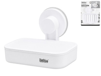 Мильниця Bathlux настінна на присосці, ABS+PP, 14,1x9,7x10,3см