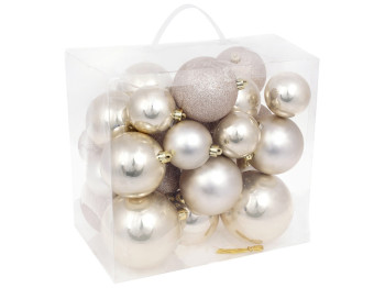 Набор ёлочных шаров Жемчуг, 10см, 8см, 6см (цена за набор 26шт)
